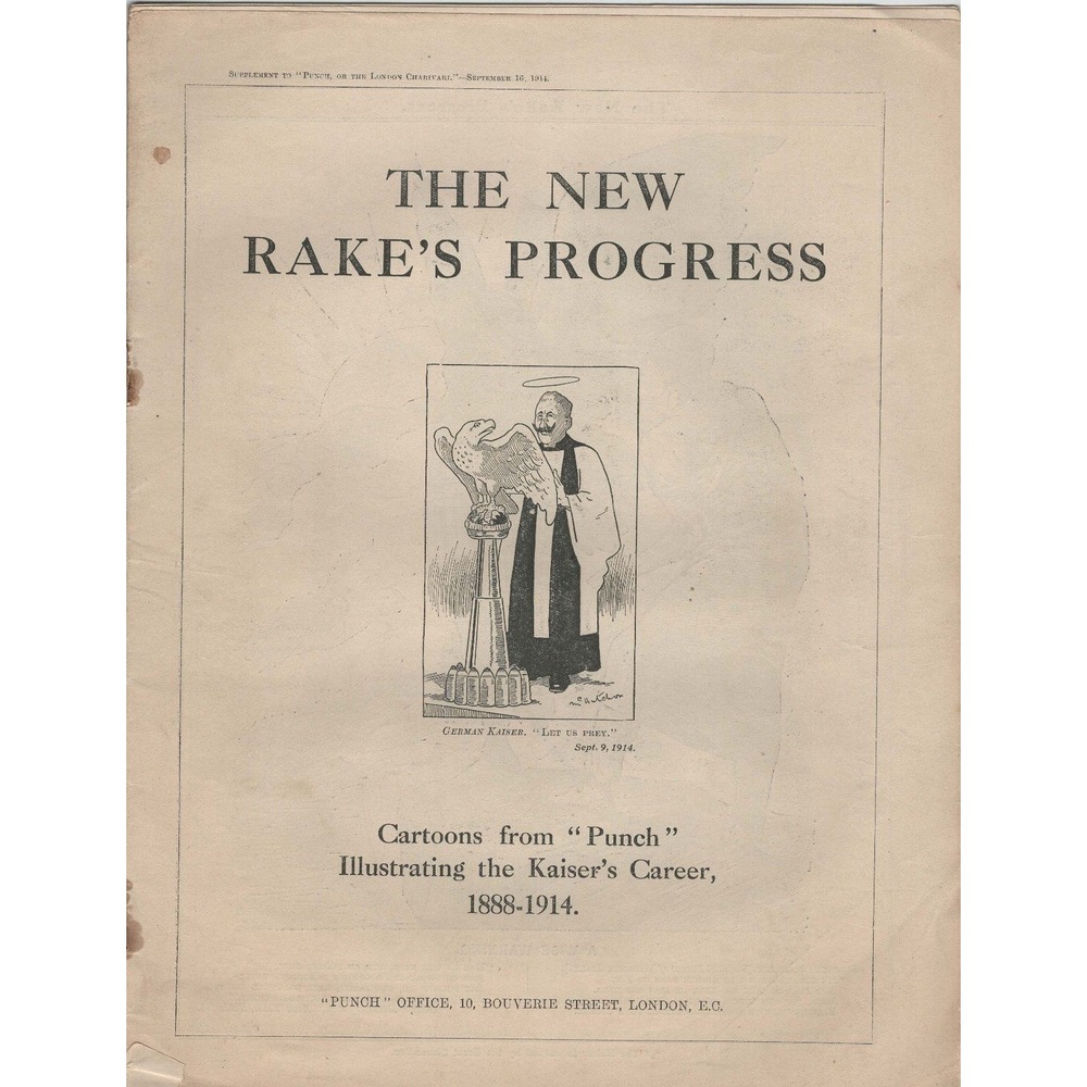 1914 Punch Magazine Supplement New Rake's Progress Kaiser Cartoons WWI Satire